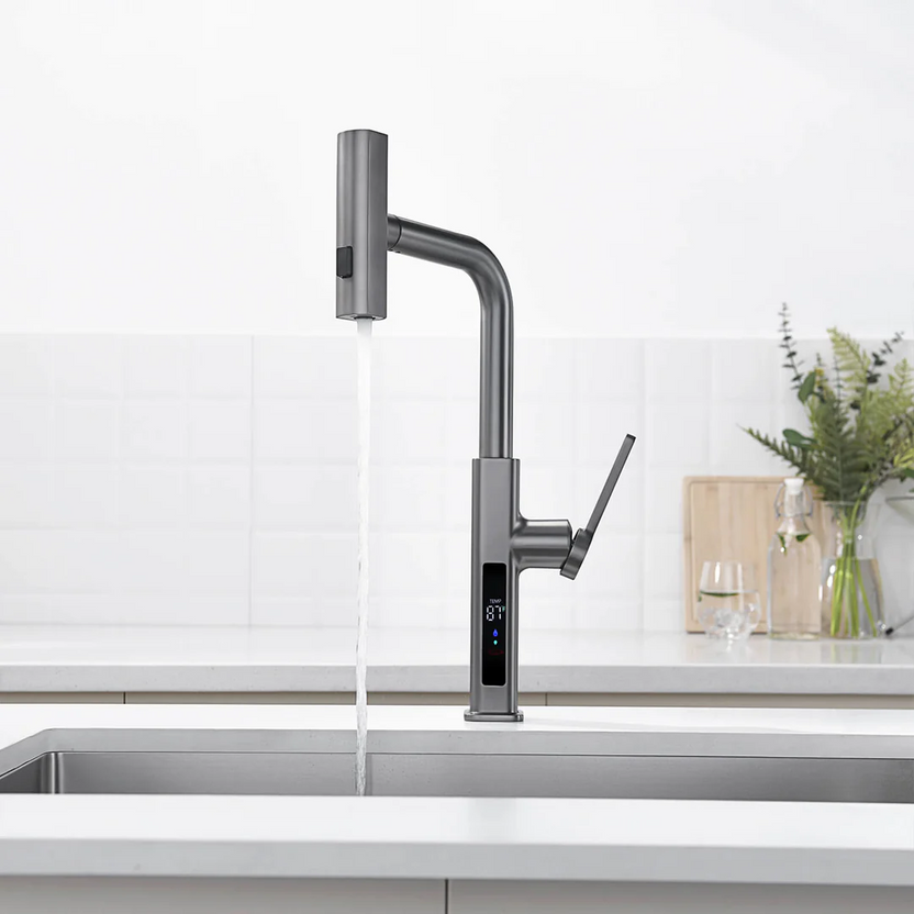 KHTAPA waterfall pull-out kitchen faucet