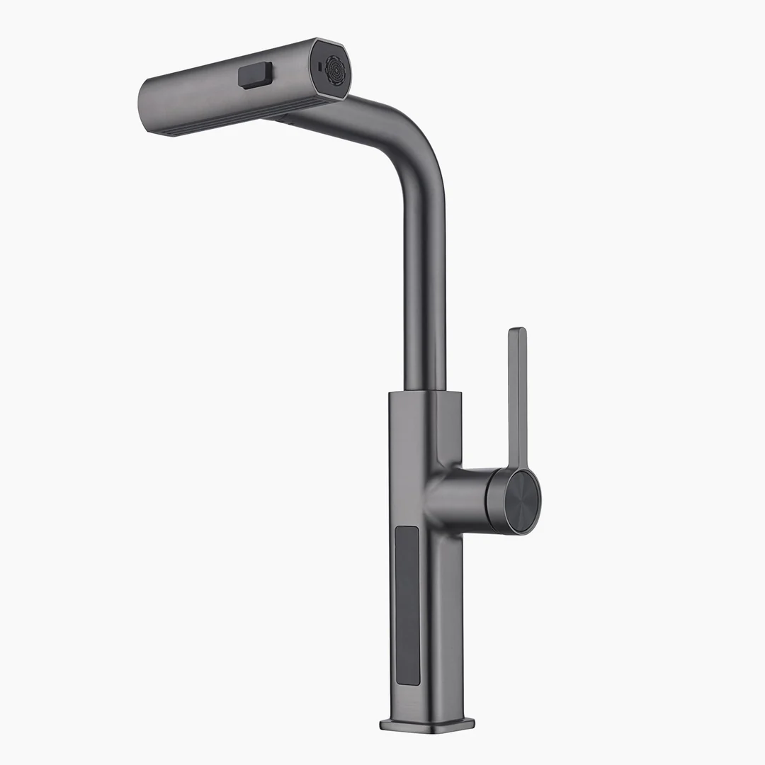 KHTAPA Waterfall & Pull-Out Kitchen Faucet with Temperature Display-KF2209
