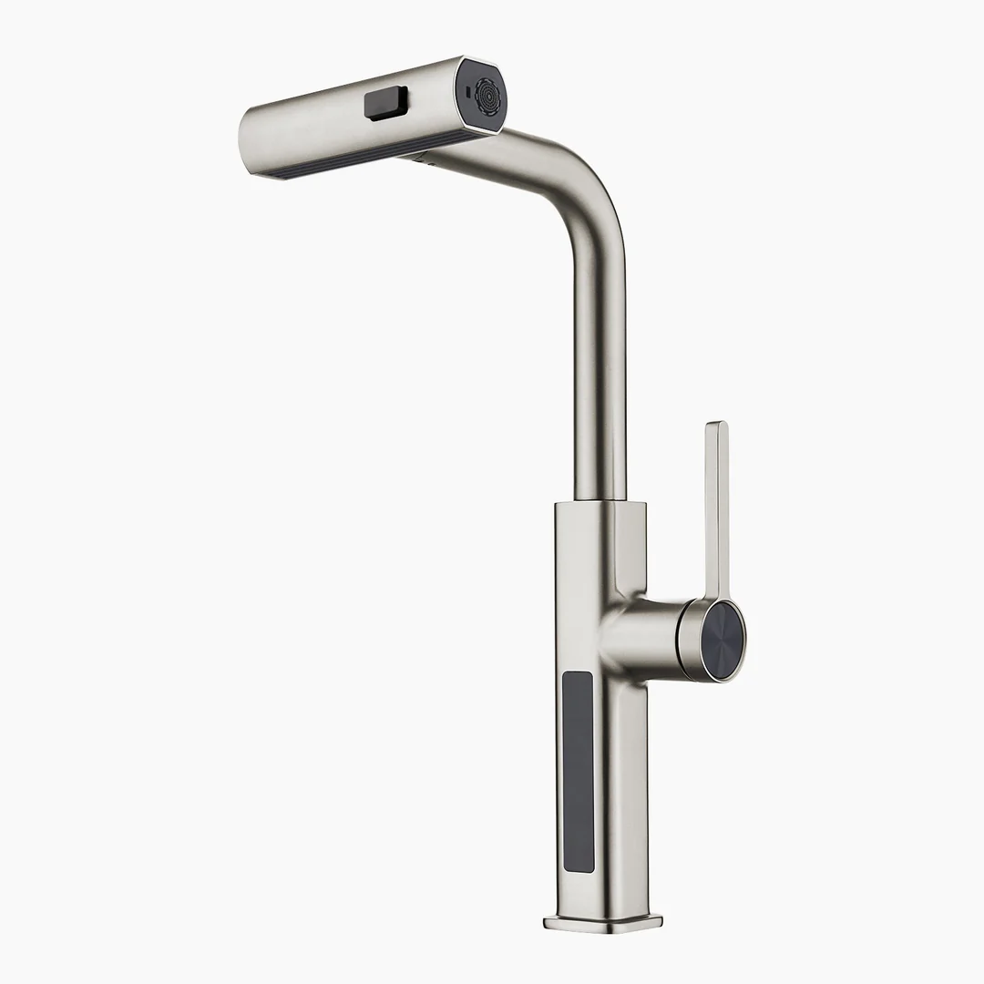 KHTAPA Waterfall & Pull-Out Kitchen Faucet with Temperature Display-KF2209