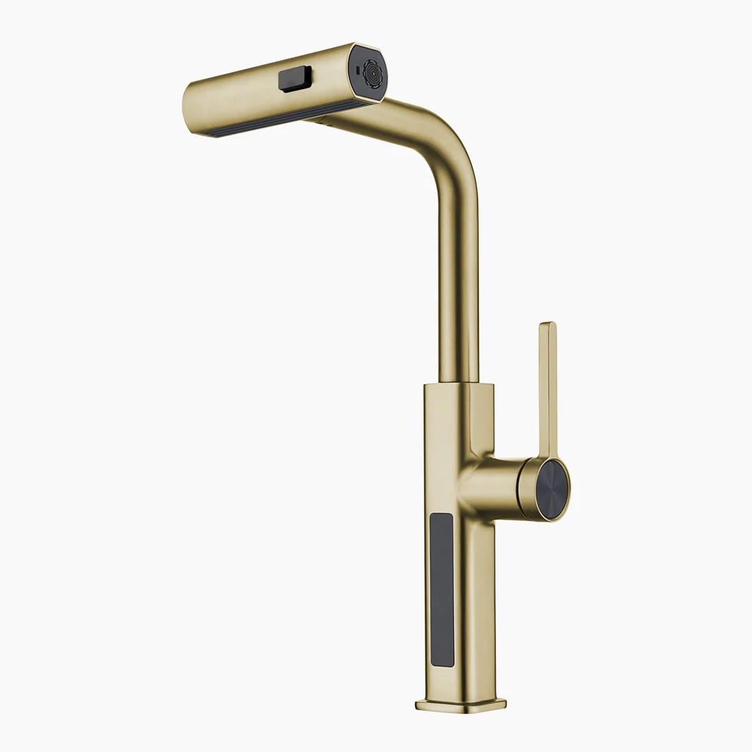 KHTAPA Waterfall & Pull-Out Kitchen Faucet with Temperature Display-KF2209