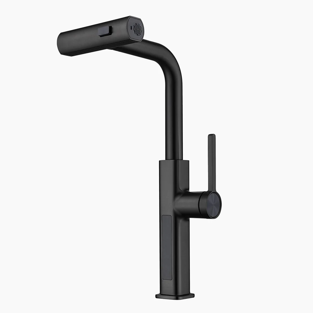 KHTAPA Waterfall & Pull-Out Kitchen Faucet with Temperature Display-KF2209