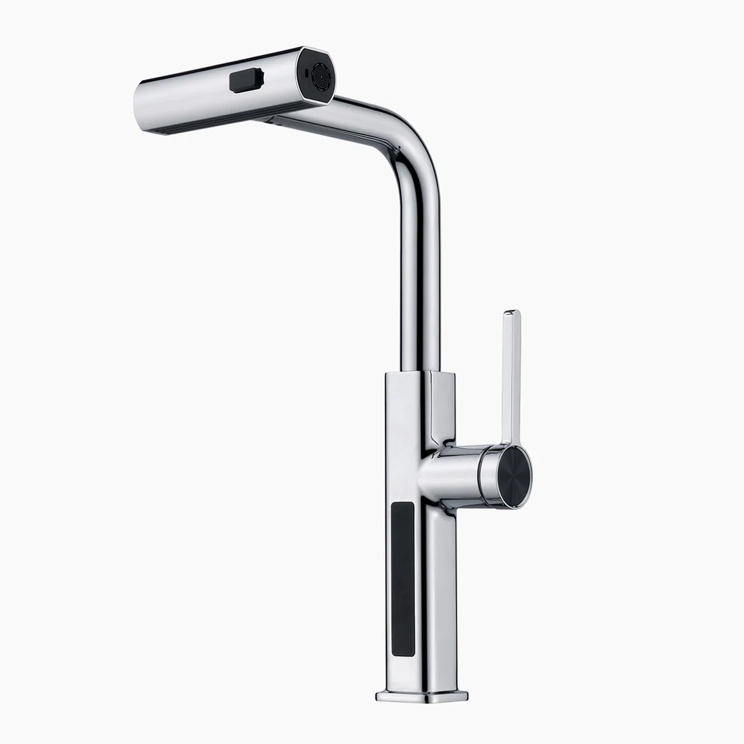 KHTAPA Waterfall & Pull-Out Kitchen Faucet with Temperature Display-KF2209
