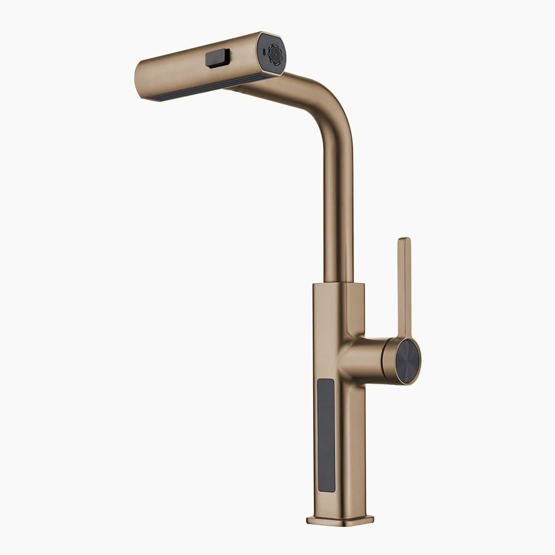 KHTAPA Waterfall & Pull-Out Kitchen Faucet with Temperature Display-KF2209