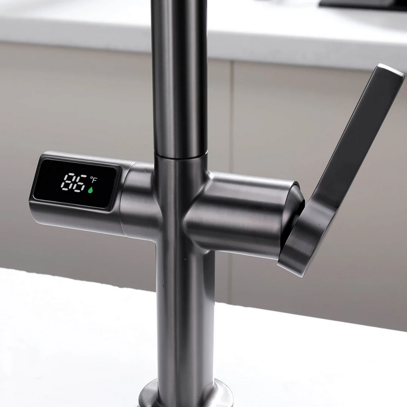 Temperature display faucet detail
