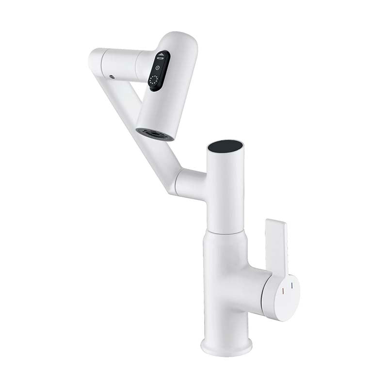 Brass Bathroom Faucet with LED Temperature Display and 360° Swivel Arm