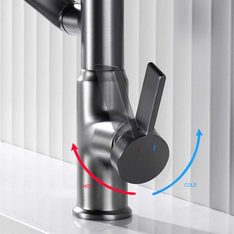 Brass Bathroom Faucet with LED Temperature Display and 360° Swivel Arm