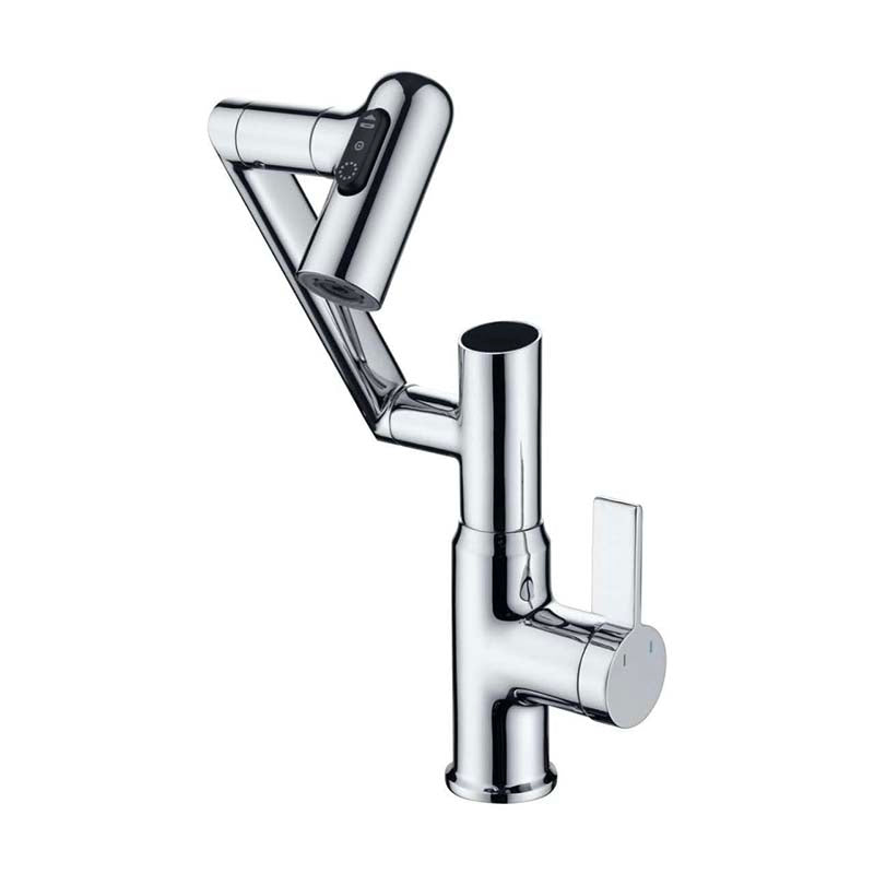 Brass Bathroom Faucet with LED Temperature Display and 360° Swivel Arm