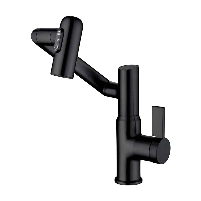 Brass Bathroom Faucet with LED Temperature Display and 360° Swivel Arm