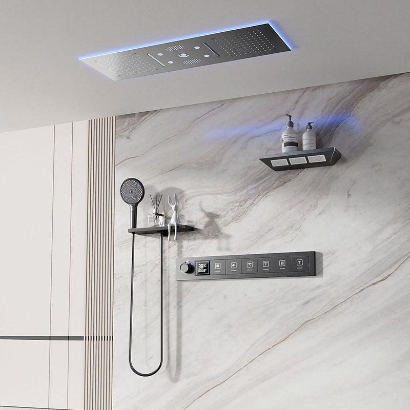 Smart Concealed Shower System with Bluetooth Speaker RGB LED Lights and Digital Temperature Display