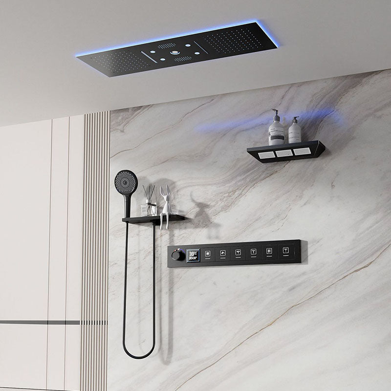 Smart Concealed Shower System with Bluetooth Speaker RGB LED Lights and Digital Temperature Display