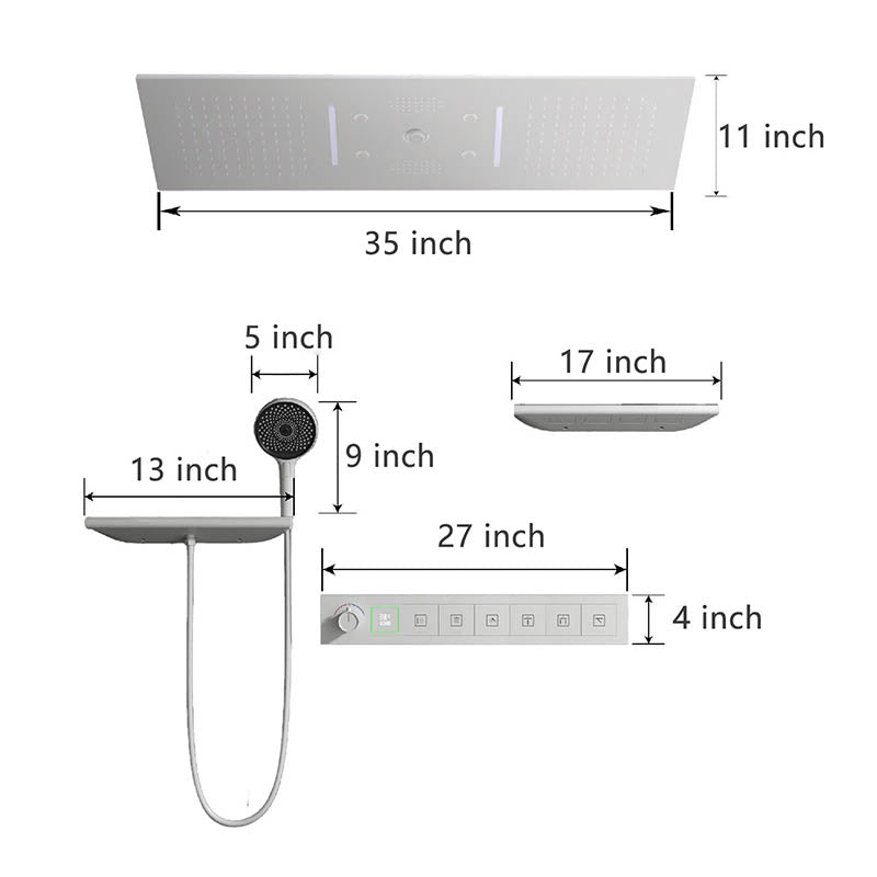 Smart Concealed Shower System with Bluetooth Speaker RGB LED Lights and Digital Temperature Display