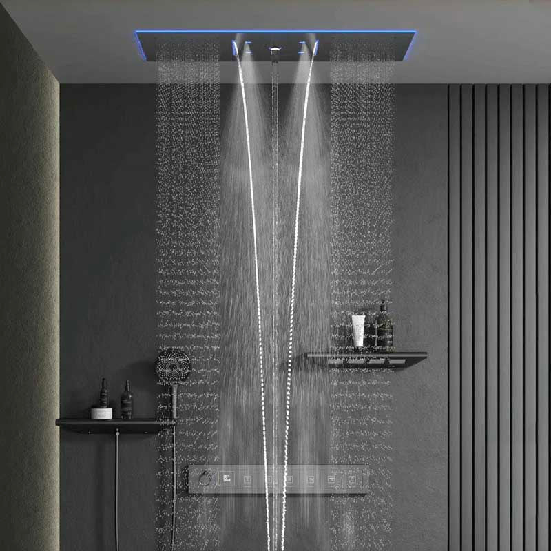 Smart Concealed Shower System with Bluetooth Speaker RGB LED Lights and Digital Temperature Display