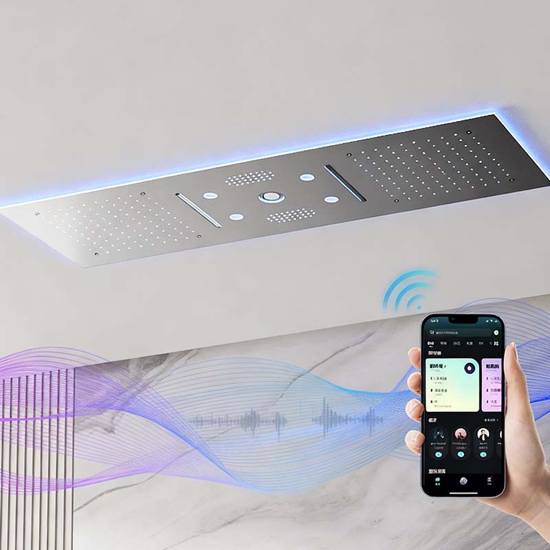 Smart Concealed Shower System with Bluetooth Speaker RGB LED Lights and Digital Temperature Display