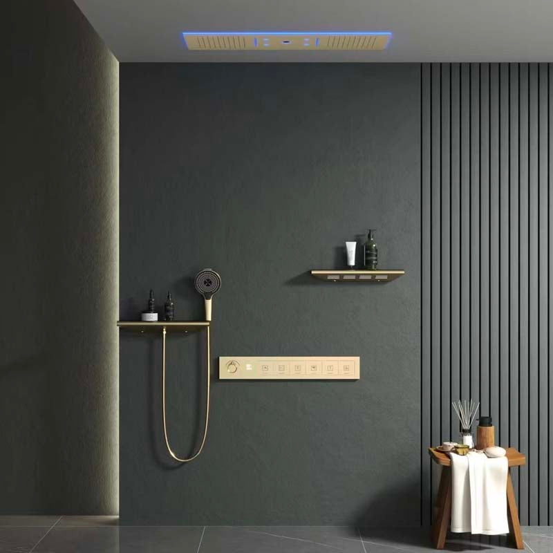 Smart Concealed Shower System with Bluetooth Speaker RGB LED Lights and Digital Temperature Display