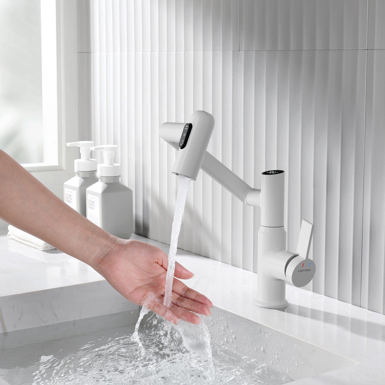 KHTAPA Single-Hole Rotatable Faucet with Temperature Display-BF2204