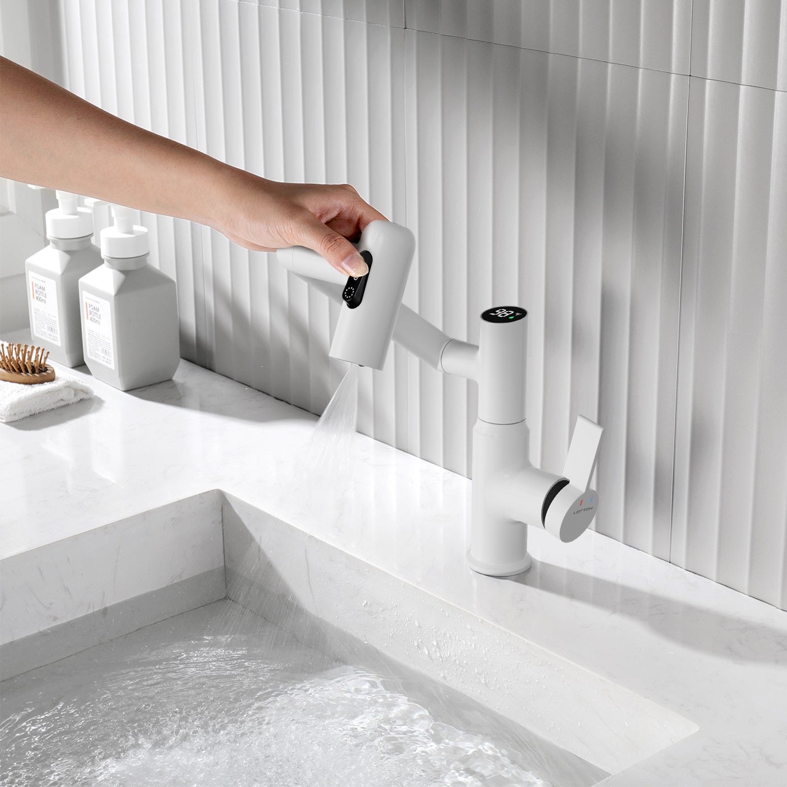 KHTAPA Single-Hole Rotatable Faucet with Temperature Display-BF2204