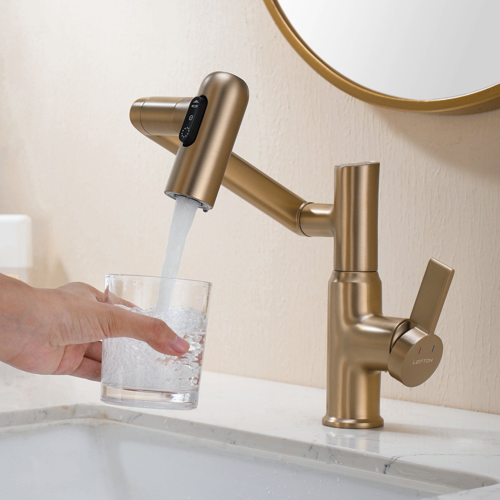 KHTAPA Single-Hole Rotatable Faucet with Temperature Display-BF2204