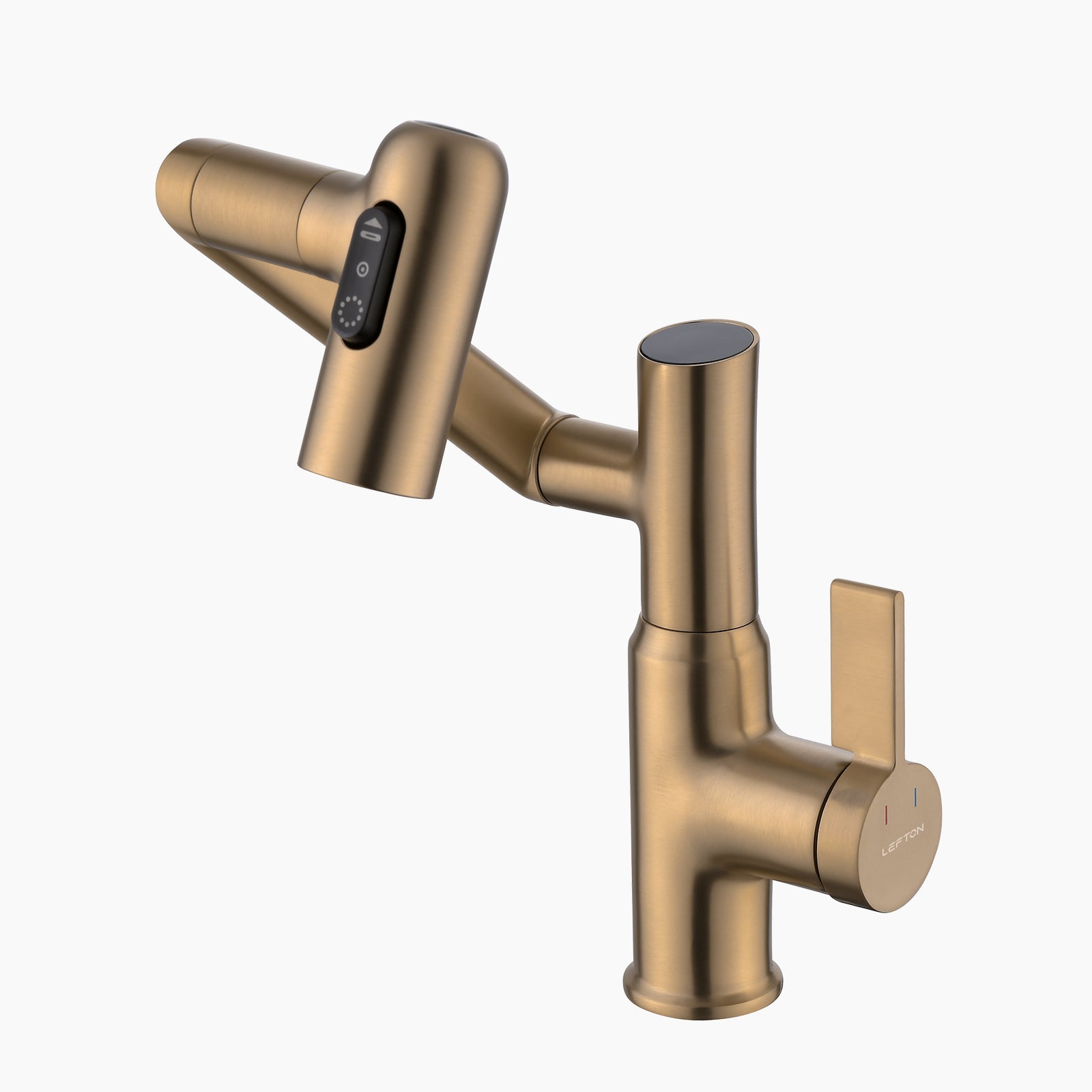 KHTAPA Single-Hole Rotatable Faucet with Temperature Display-BF2204 - Brushed Brass