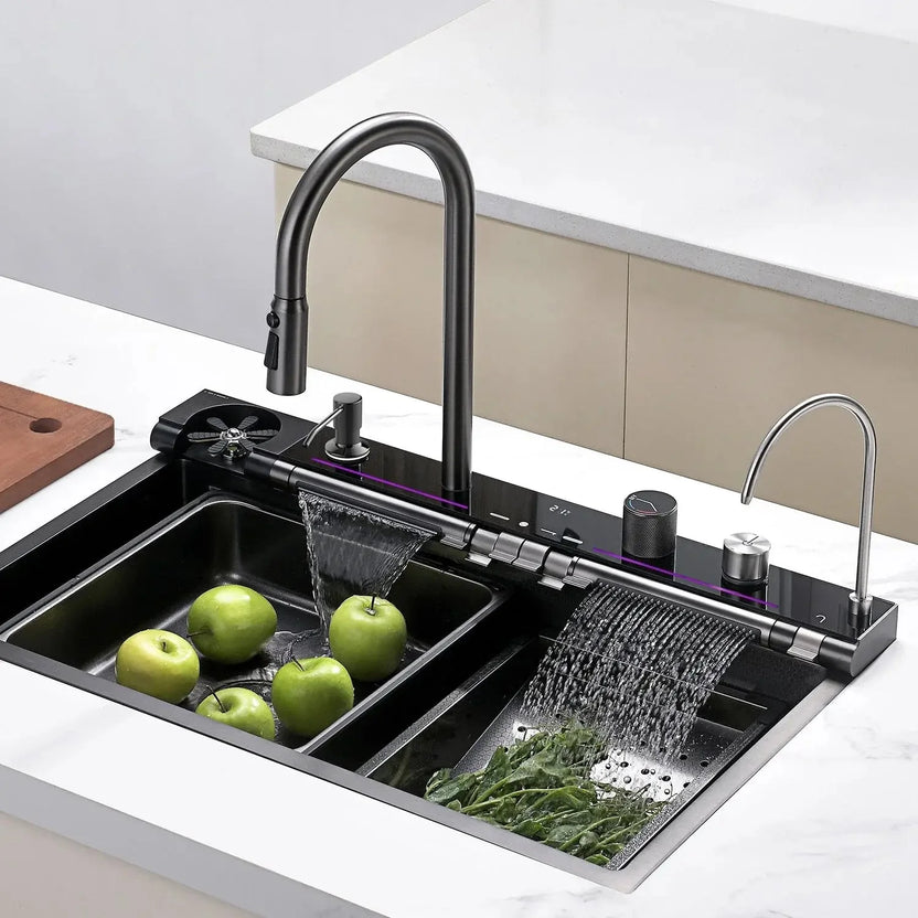 KHTAPA 33x22 inch waterfall kitchen sink