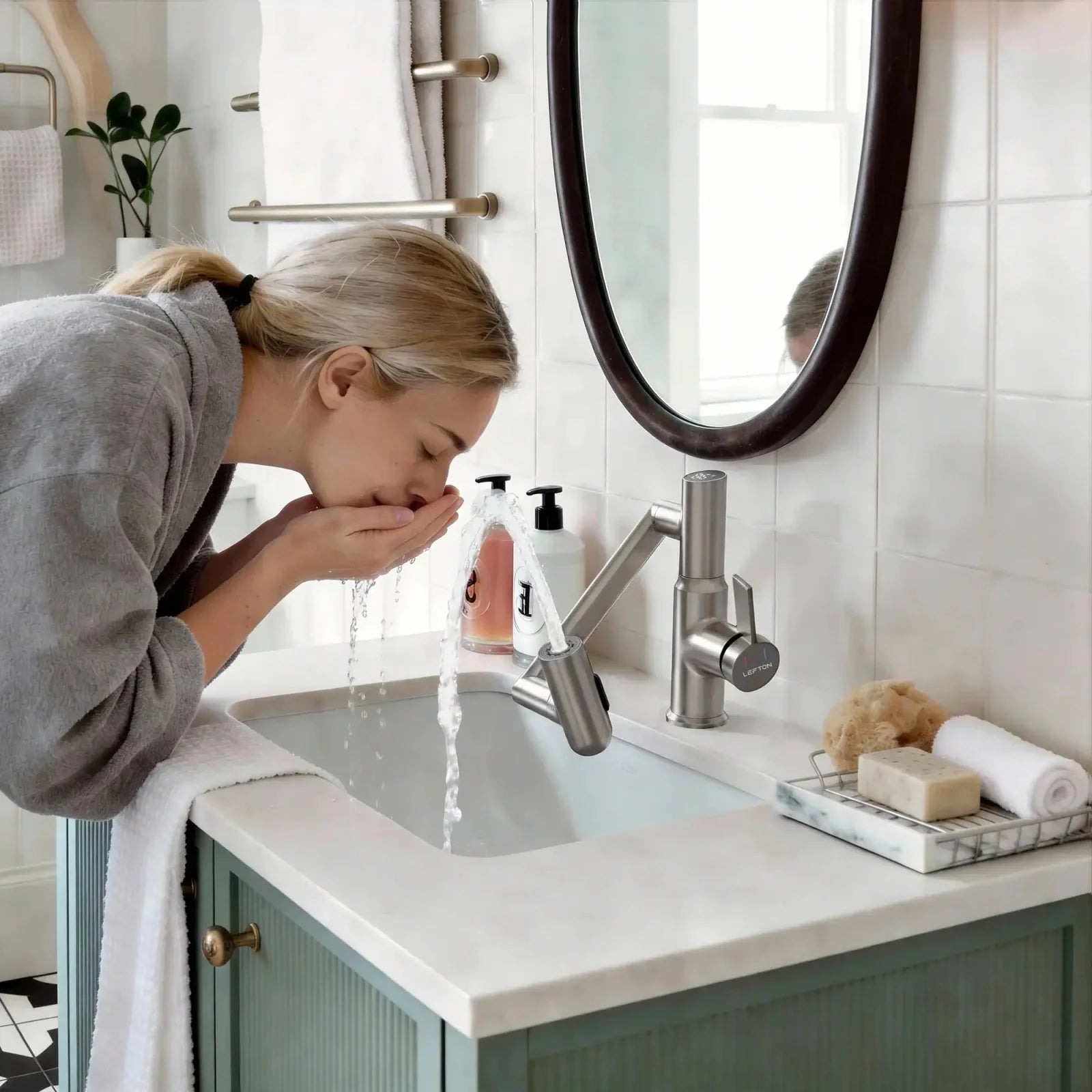 KHTAPA Single-Hole Rotatable Faucet with Temperature Display-BF2204