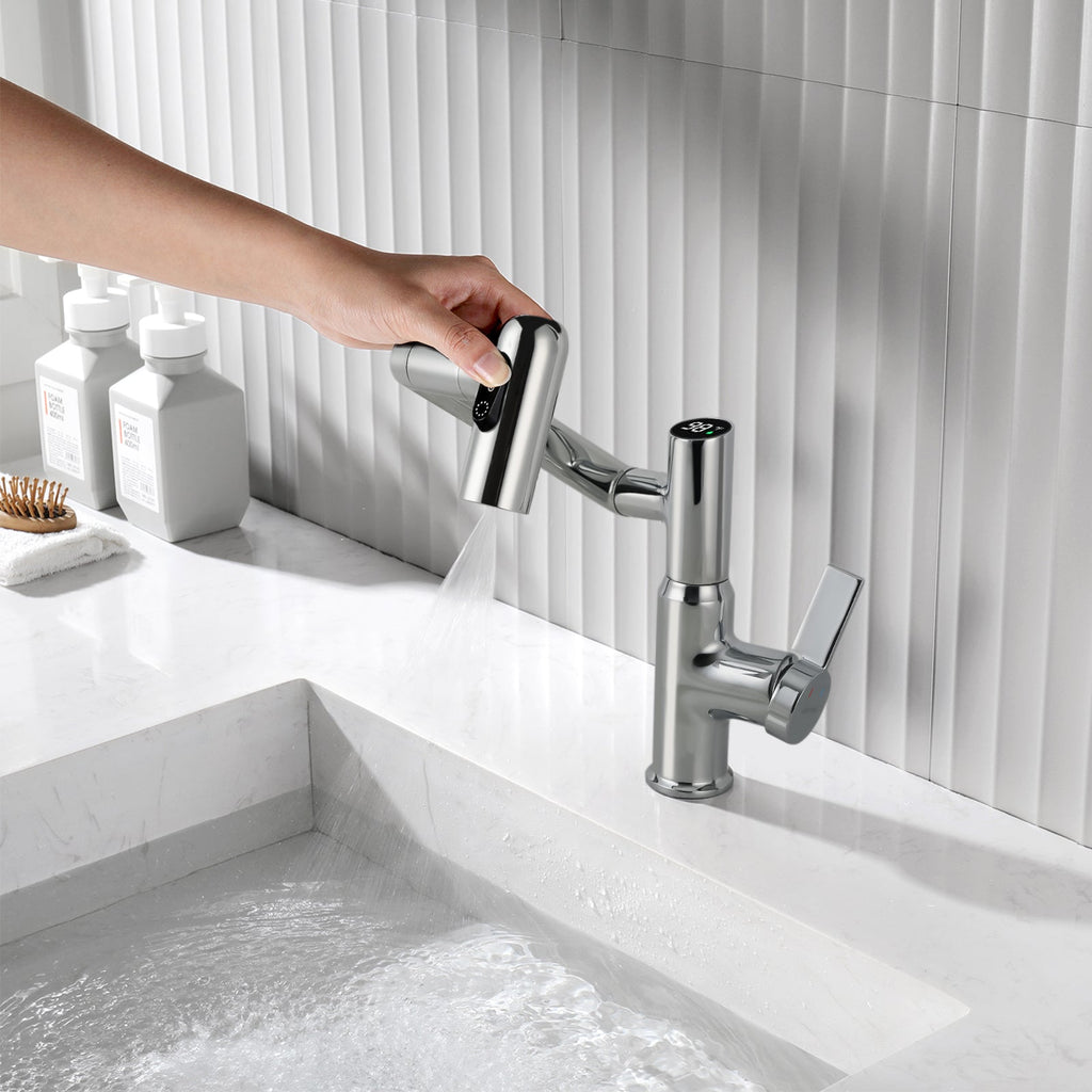KHTAPA Single-Hole Rotatable Faucet with Temperature Display-BF2204