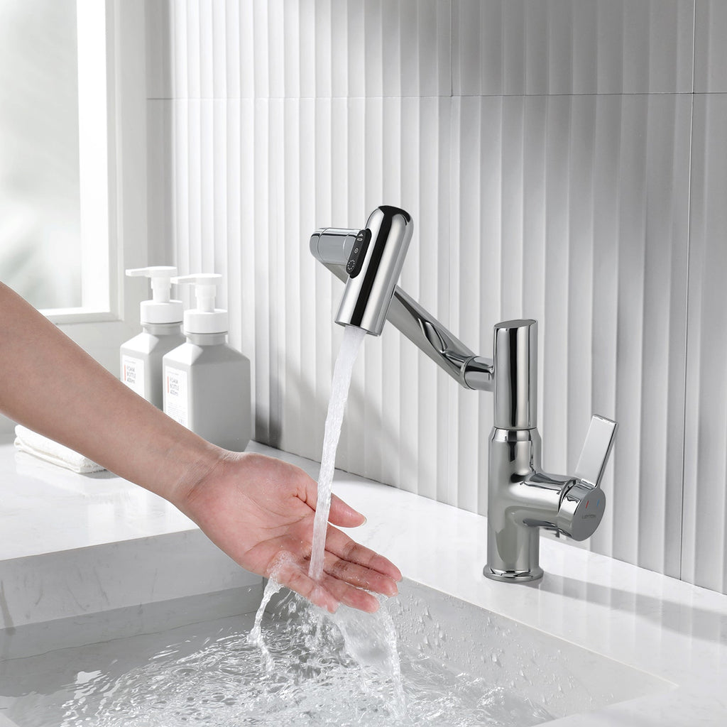 KHTAPA Single-Hole Rotatable Faucet with Temperature Display-BF2204