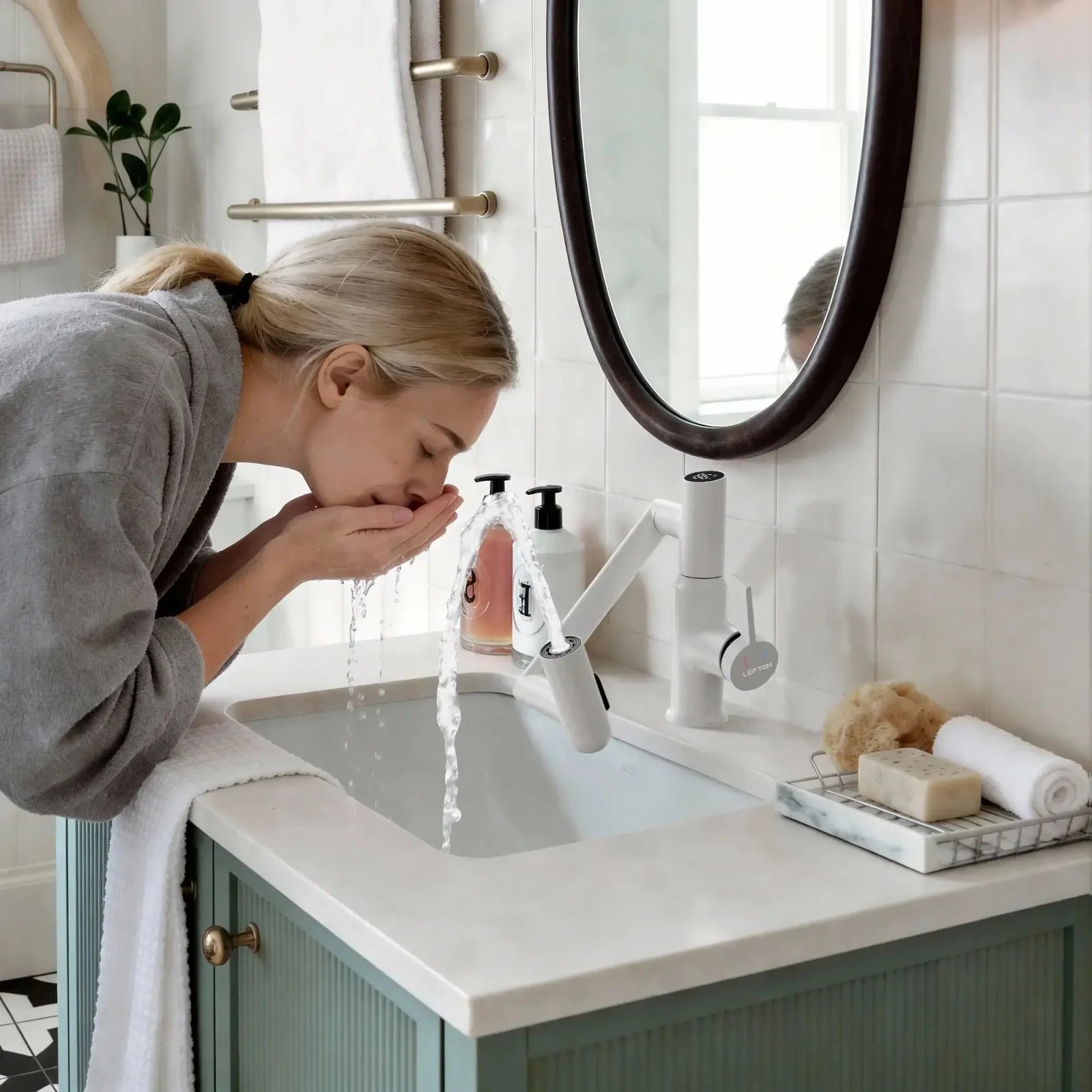 KHTAPA Single-Hole Rotatable Faucet with Temperature Display-BF2204