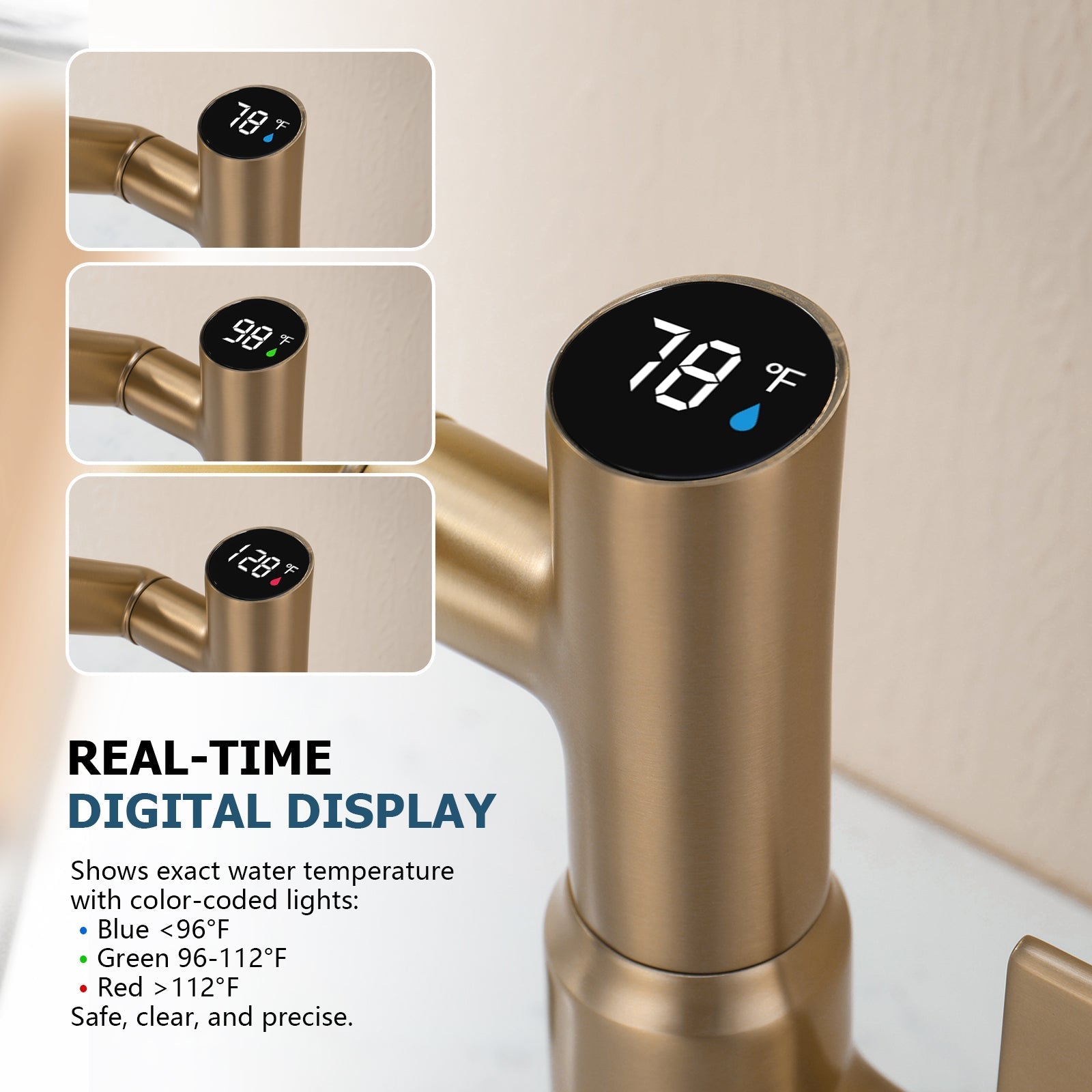 KHTAPA Single-Hole Rotatable Faucet with Temperature Display-BF2204