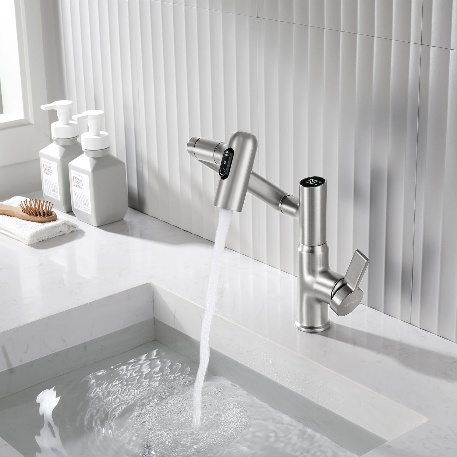 KHTAPA Single-Hole Rotatable Faucet with Temperature Display-BF2204
