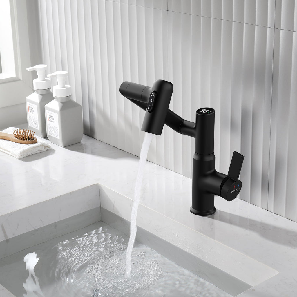 KHTAPA Single-Hole Rotatable Faucet with Temperature Display-BF2204