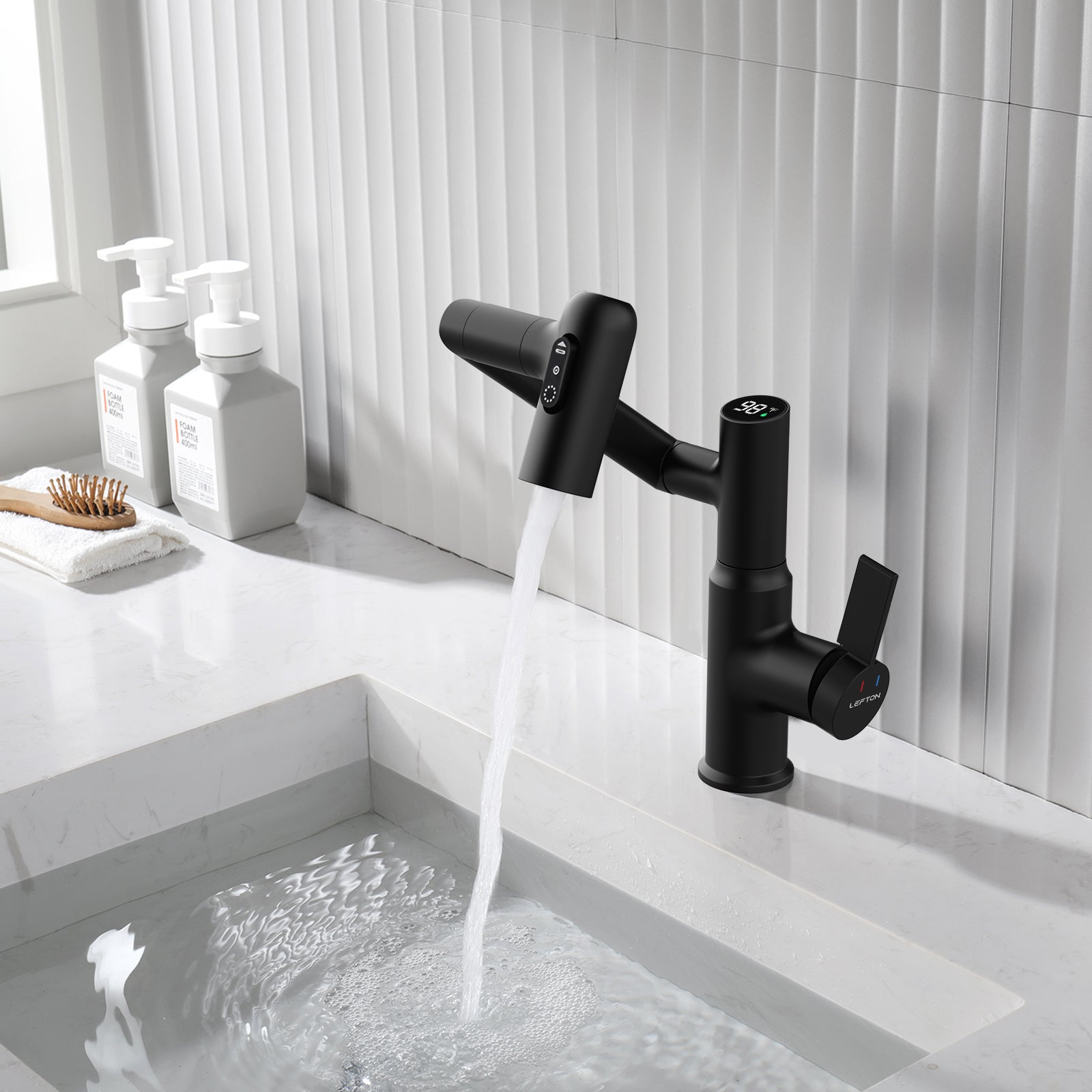 KHTAPA Single-Hole Rotatable Faucet with Temperature Display-BF2204