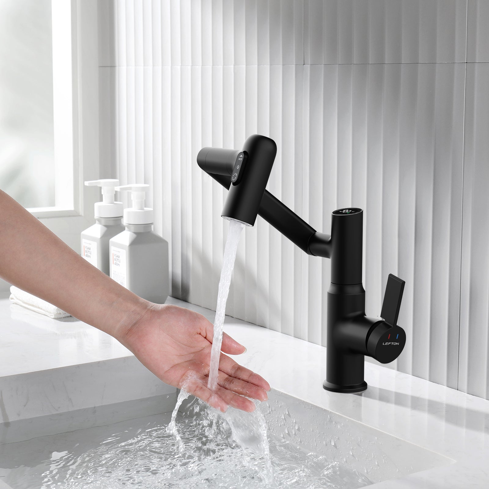 KHTAPA Single-Hole Rotatable Faucet with Temperature Display-BF2204