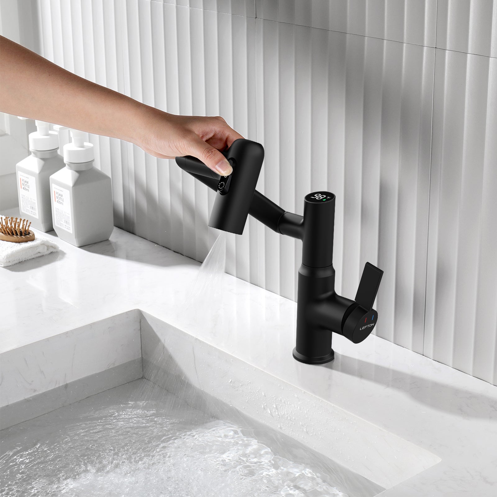 KHTAPA Single-Hole Rotatable Faucet with Temperature Display-BF2204