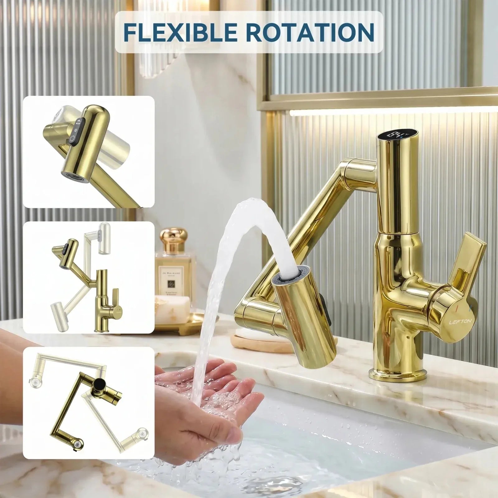 KHTAPA Single-Hole Rotatable Faucet with Temperature Display-BF2204