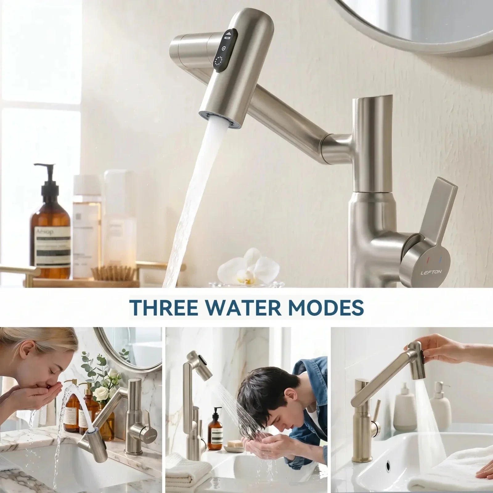 KHTAPA Single-Hole Rotatable Faucet with Temperature Display-BF2204