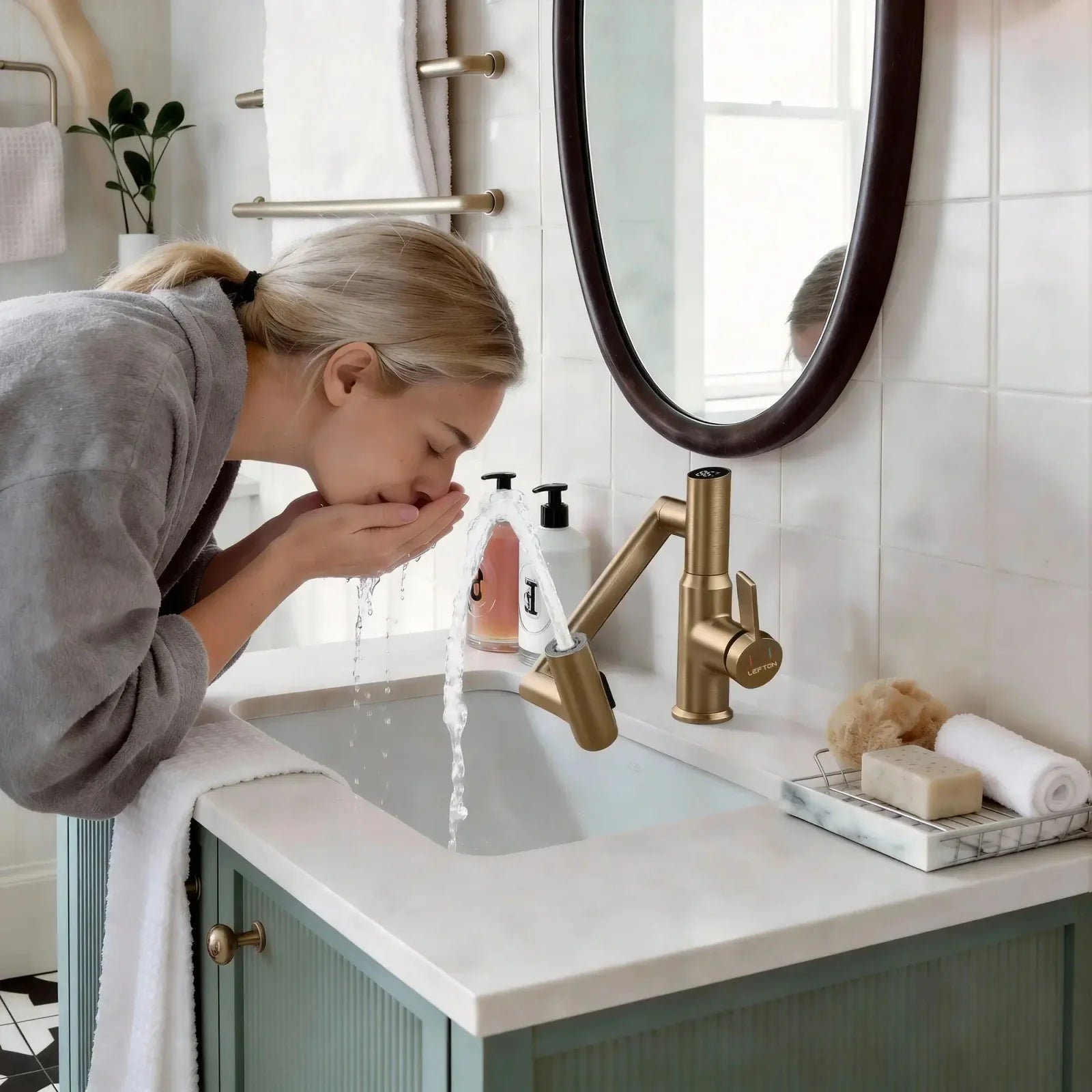 KHTAPA Single-Hole Rotatable Faucet with Temperature Display-BF2204
