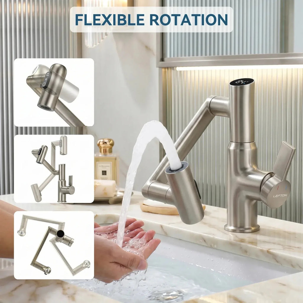KHTAPA Single-Hole Rotatable Faucet with Temperature Display-BF2204
