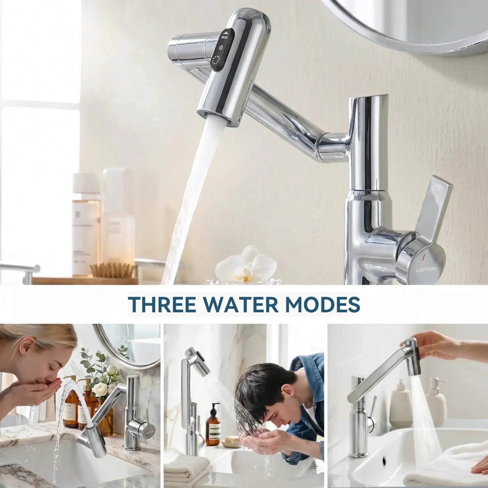 KHTAPA Single-Hole Rotatable Faucet with Temperature Display-BF2204