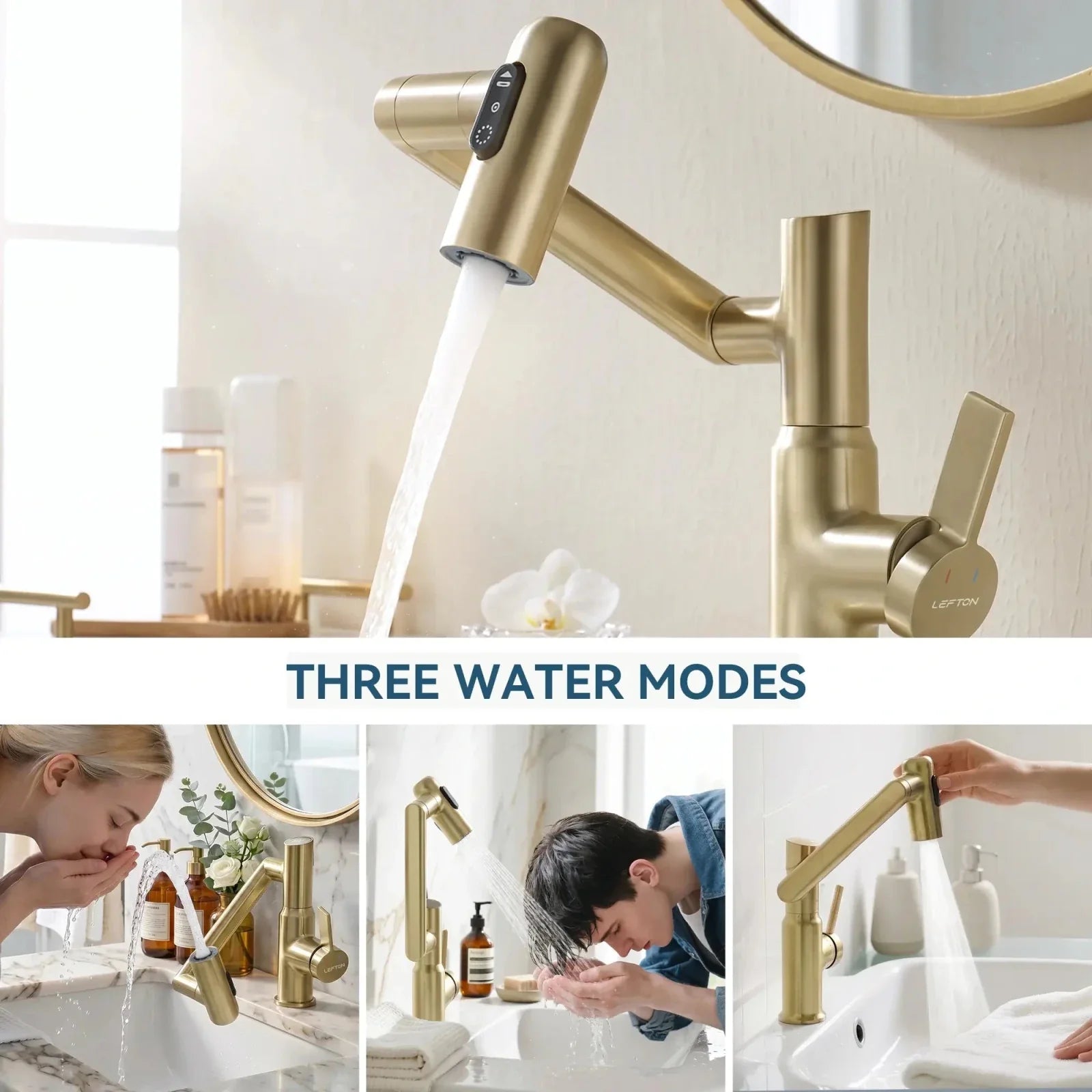 KHTAPA Single-Hole Rotatable Faucet with Temperature Display-BF2204