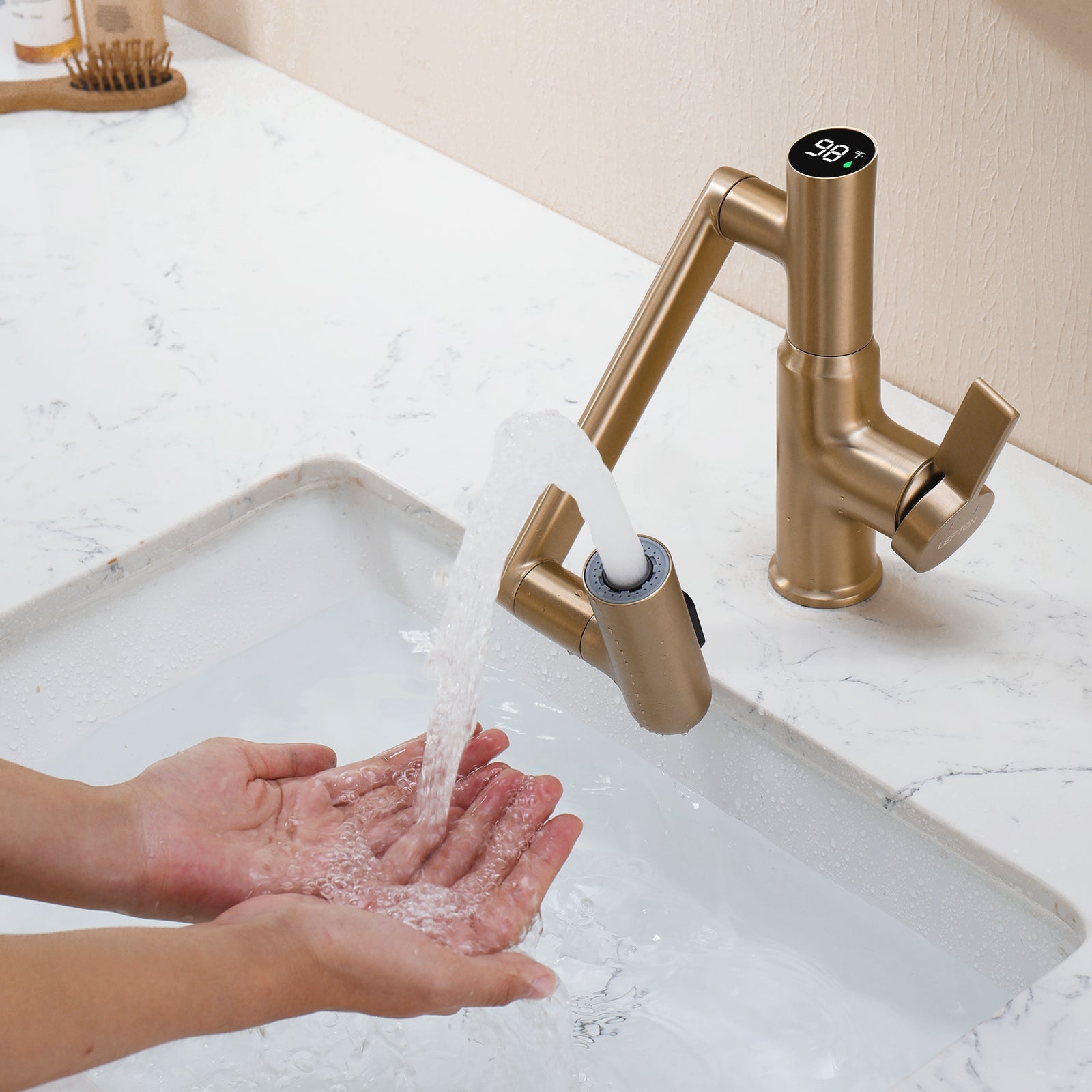 KHTAPA Single-Hole Rotatable Faucet with Temperature Display-BF2204