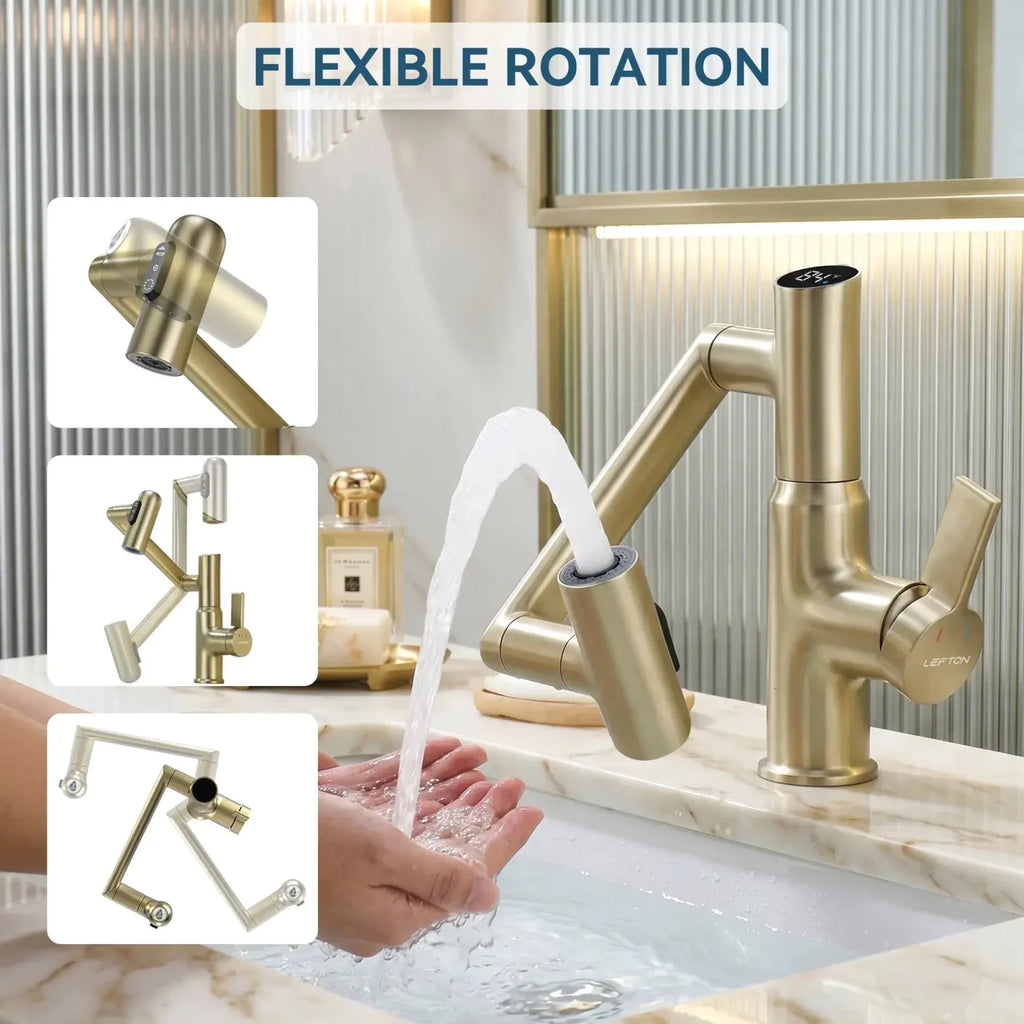KHTAPA Single-Hole Rotatable Faucet with Temperature Display-BF2204