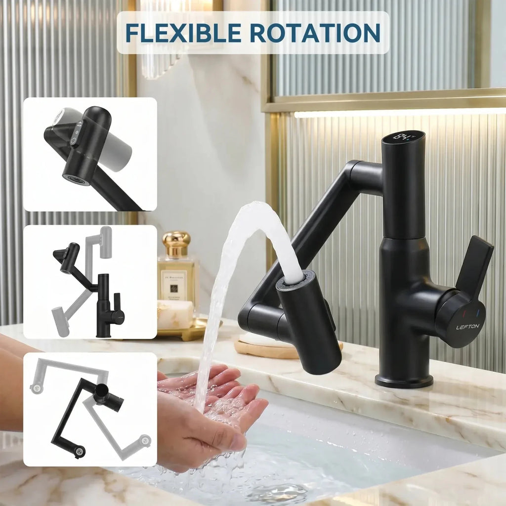 KHTAPA Single-Hole Rotatable Faucet with Temperature Display-BF2204