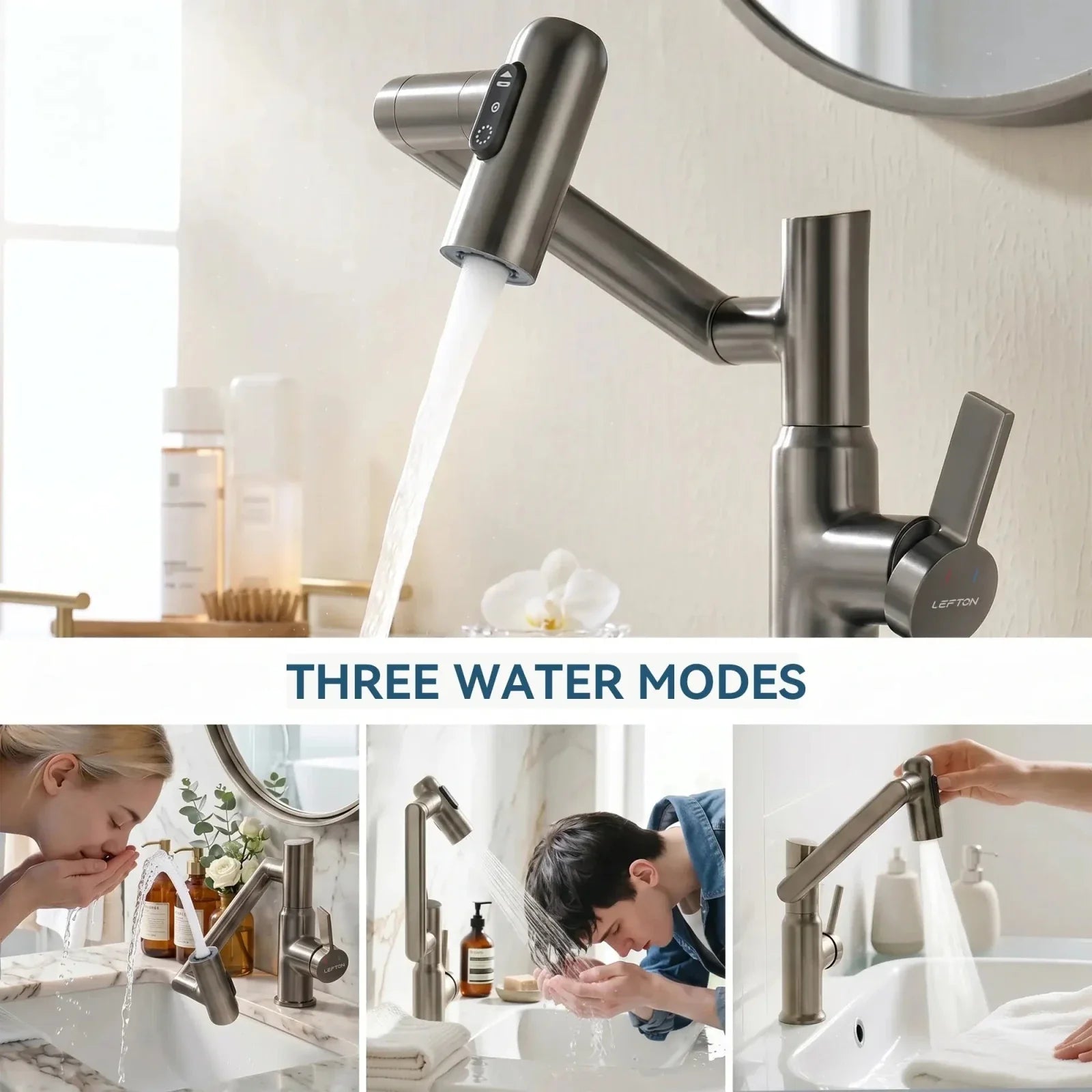 KHTAPA Single-Hole Rotatable Faucet with Temperature Display-BF2204