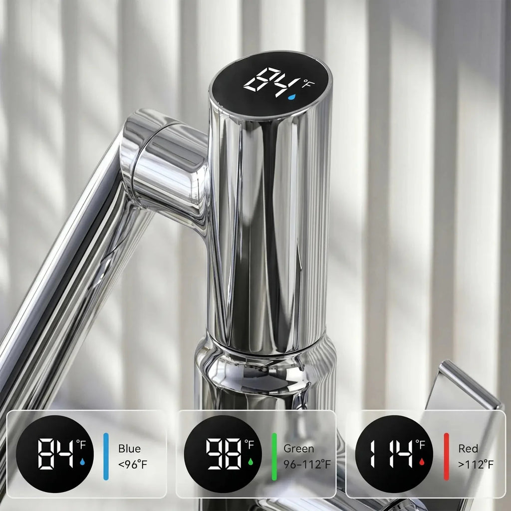 KHTAPA Single-Hole Rotatable Faucet with Temperature Display-BF2204