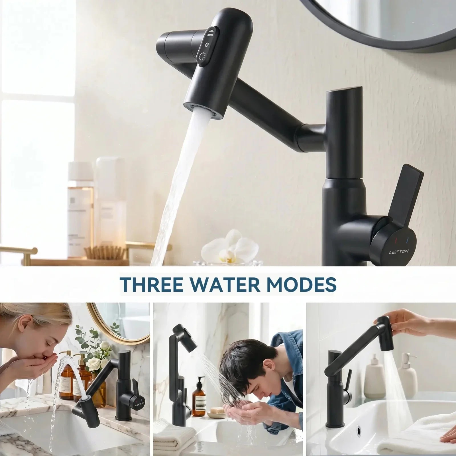 KHTAPA Single-Hole Rotatable Faucet with Temperature Display-BF2204