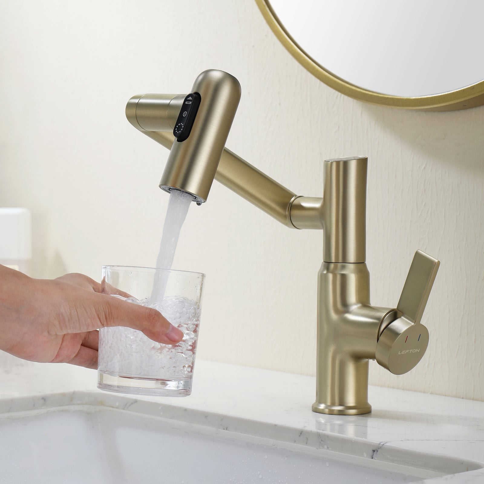 KHTAPA Single-Hole Rotatable Faucet with Temperature Display-BF2204