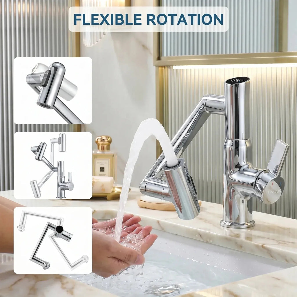 KHTAPA Single-Hole Rotatable Faucet with Temperature Display-BF2204