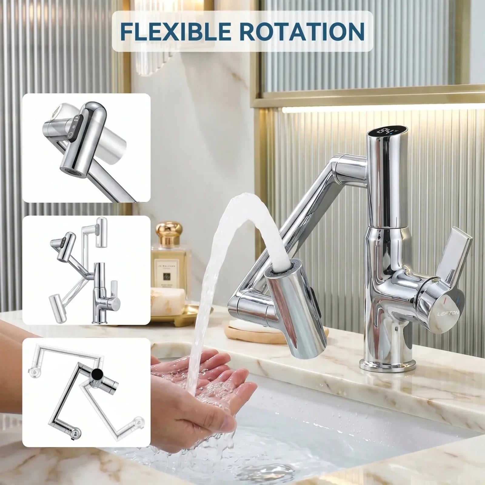 KHTAPA Single-Hole Rotatable Faucet with Temperature Display-BF2204