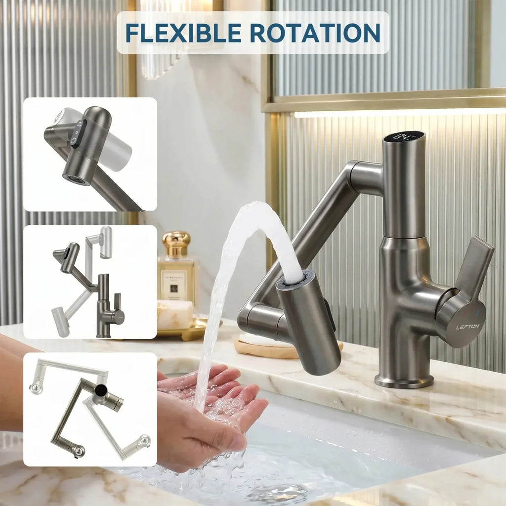 KHTAPA Single-Hole Rotatable Faucet with Temperature Display-BF2204