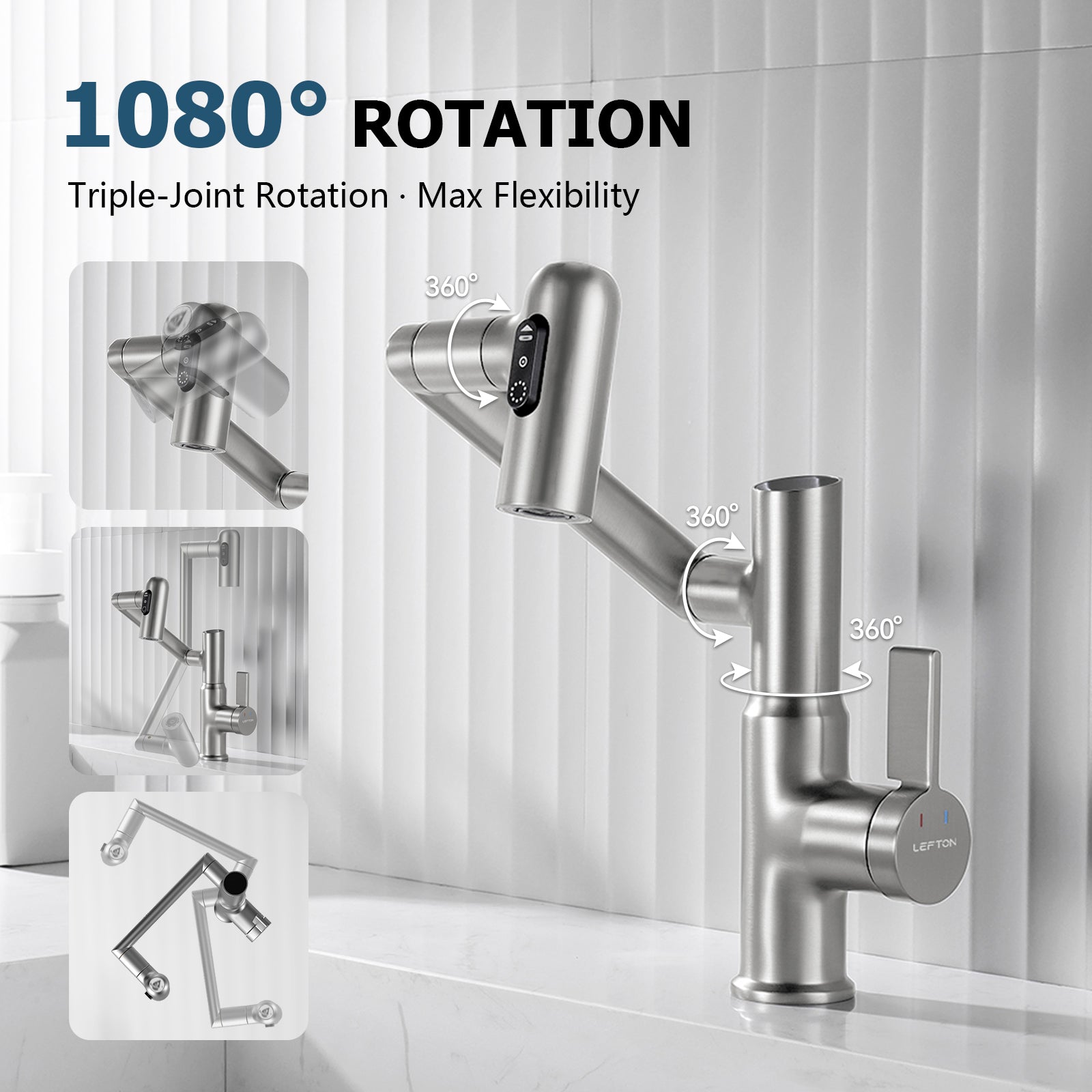 KHTAPA Single-Hole Rotatable Faucet with Temperature Display-BF2204
